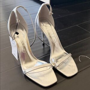 Mango Metallic Silver Heels